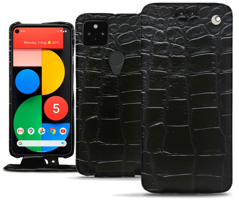 Housse cuir Google Pixel 5 - Rabat verticalNoir