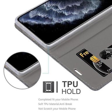Coque pour Apple iPhone 11 PRO MAX en GRIS NOIR Housse de protection Étui avec fermeture magnétique, fonction de support et compartiment pour carte