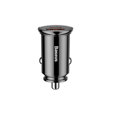 Chargeur voiture Allume-cigare 30W USB et USB-C Quick Charge Compact Noir