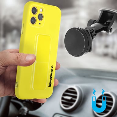 Coque iPhone 11 Pro Silicone Support Magnétique Pliable Wozinsky jaune