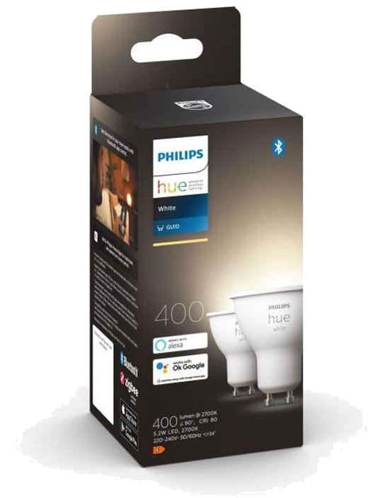PHILIPS Hue White ampoules LED connectées GU10 - Compatible Bluetooth - Pack de 2