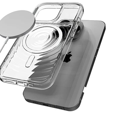 STM Funda para iPhone 15 Pro Max MagSafe con parte trasera ondulada y antiarañazos Transparente