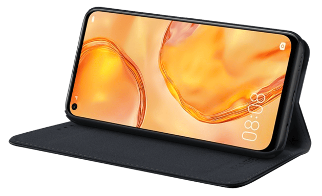 Folio a conchiglia con slot per schede e supporto per Huawei P40 Lite, nero