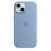 Coque en silicone avec MagSafe pour iPhone 15 Bleu d hiver