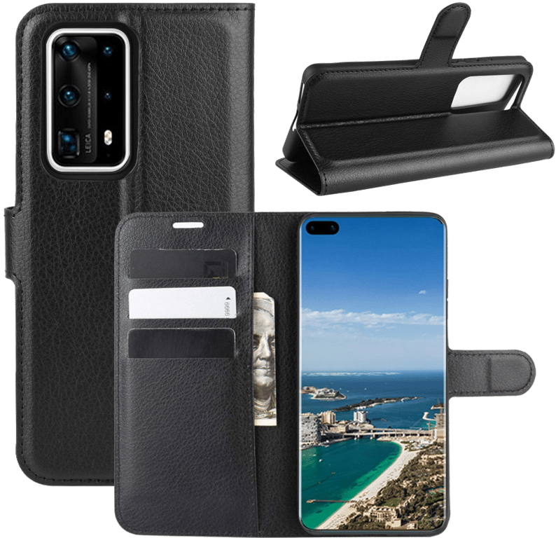 Coque Portefeuille pour HUAWEI P40 Pro+ Simili-cuir Rabat Protection (NOIR)