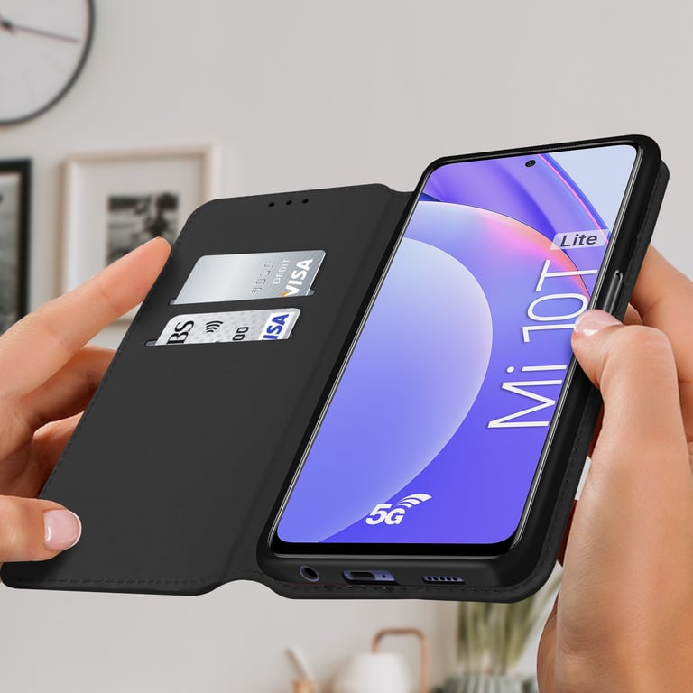 Avizar Noir Housse Pour Xiaomi Mi 10T Lite Étui Folio Portefeuille Fonction Support - Neuf - Image 2