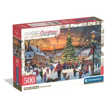 Puzzle 500 pièces Noël Clementoni Classic Collection Christmas Magic Moments Multicolore avec poster 49 x 36 cm - Neuf