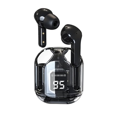 Écouteurs TWS sans fil Bluetooth 5.3 Chrystal Affichage LED Noir