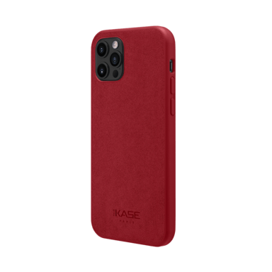 Coque en Suéde Alcantara pour Apple iPhone 12/12 Pro, Rouge rubis