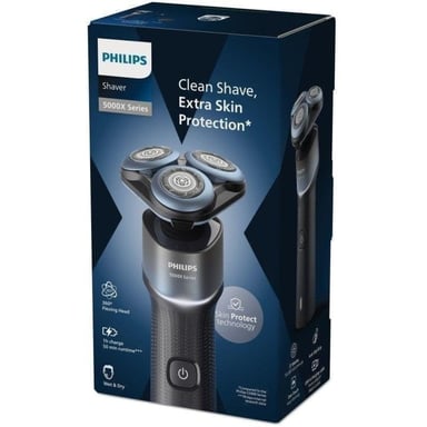 Afeitadora Eléctrica Philips Serie 5000X X5006 Wet & Dry, 27 Cuchillas de Acero Inoxidable Autoafilables, Cabezal Giratorio 360°, Tecnología SkinProtect
