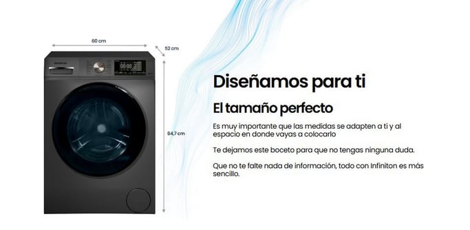 Lavadora Carga Frontal Infiniton WM-S84ADX, 8 kg, 1400 rpm, A, Vapor Care, Inverter, Dark Inox