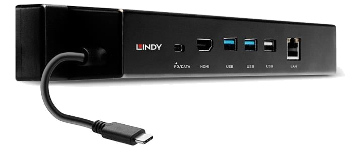 LINDY - 43319 - Mini Docking Station USB 3.2 Gen 2 Type C - HDMI, PD 3.0 100W, USB 3.2 Gen 2, Gigabi