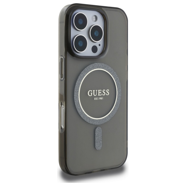 Guess Étui pour iPhone 16 Pro Max 6.9 noir étui rigide IML Glitter Circle MagSafe - vue 2
