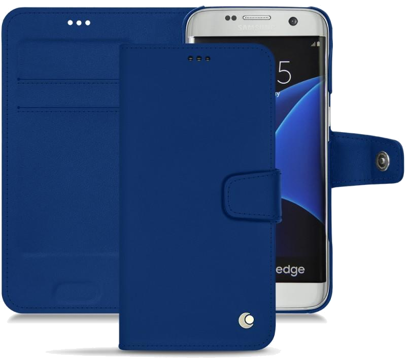 Housse cuir Samsung Galaxy S7 Edge - Rabat horizontal portefeuille - Bleu  océan ( Nappa - Pantone #003da5 ) - NOREVE