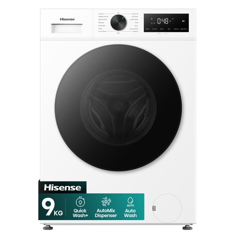 Lave linge Hisense WF1I9042BWP2 Hublot 9kg 1400rpm A Inverter Vapeur - vue 3