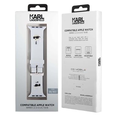 Bracciale per Apple Watch 38 / 40 / 41mm in silicone con motivo Karl e Choupette