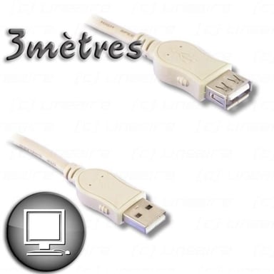 Cable de extensión USB 2.0 A macho / A hembra de 3 m