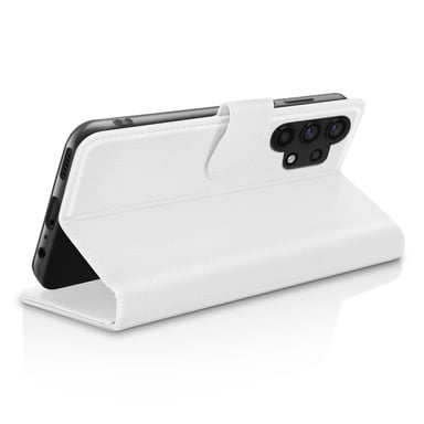 Zanaé Funda tipo cartera para Galaxy A32 4G con soporte y lengüeta magnética Blanco