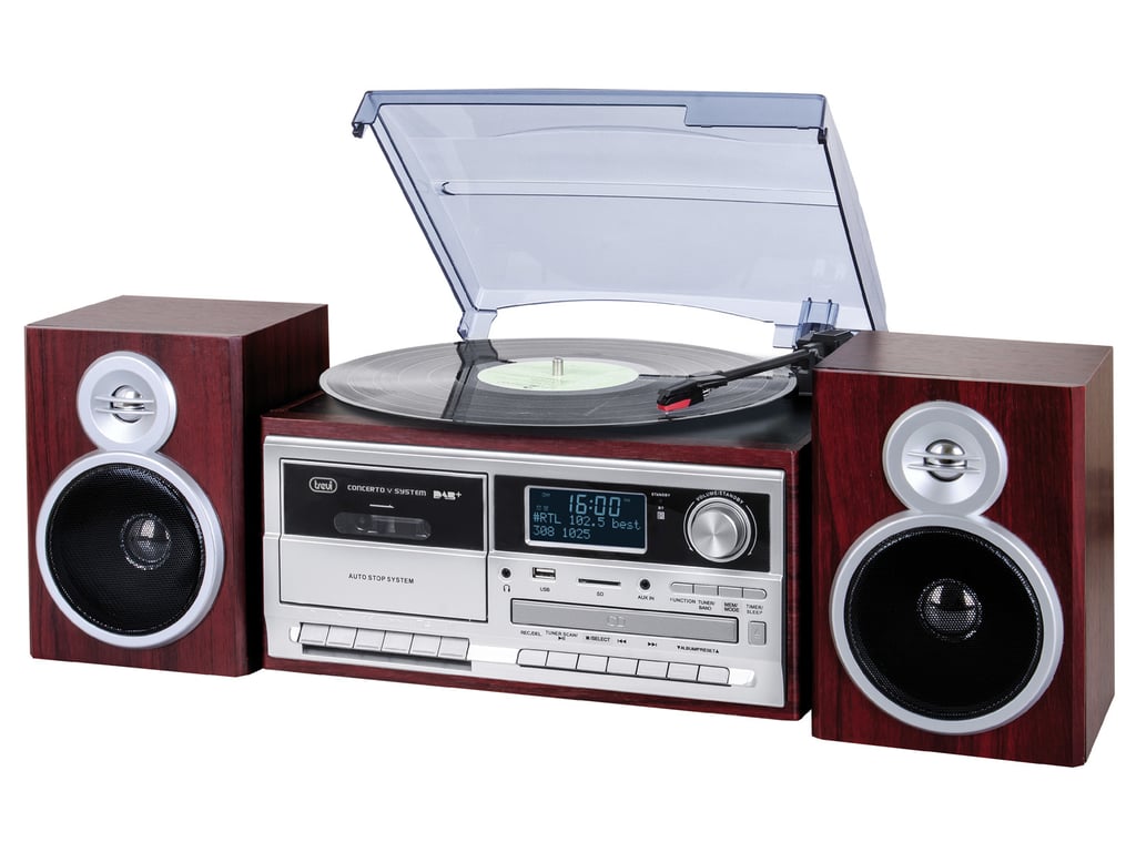 Trevi TT 1072 DAB Tourne disque à entraînement direct Bois Semi automatique Neuf