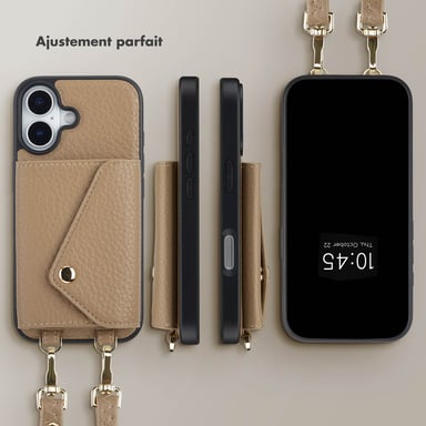 Selencia Coque de télephone Sera avec cordon et porte-cartes enveloppe pour Apple iPhone 17 - Taupe