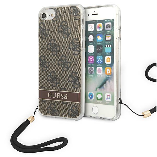 Guess Cordon d-39impression 4G - Housse pour SE 2022 /SE 2020 / 7 / 8 (Marron) - 3666339055196