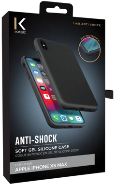 Guscio in silicone gel antiurto per Apple iPhone XS Max, nero satinato