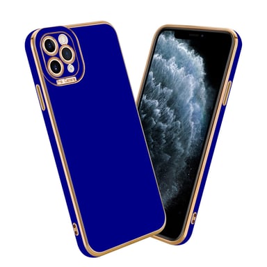 Coque pour Apple iPhone 11 PRO MAX en Glossy Bleu - Or Rose Housse de protection Étui en silicone TPU flexible et avec protection pour appareil photo