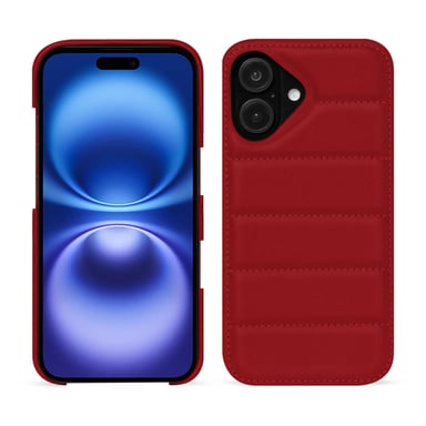 Coque matelassée Apple iPhone 16 -  - Rouge - Cuir lisse