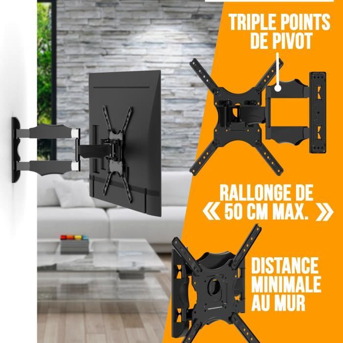 NANOOK Support Mural orientable pour téléviseurs 32 55 Pouces Inclinable Support Mural pour téléviseurs LCD LED QLED et OLED - vue 4