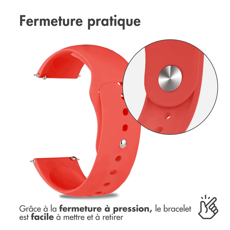 imoshion Bracelet sport en silicone - Connexion universelle 20 mm - Rouge - Neuf