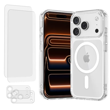 EVETANE Coque iPhone 17 Pro Max Antichoc compatible Magsafe + 2 Protections écran et 2 protections Objectif Caméra