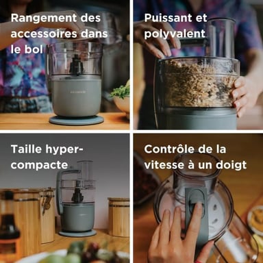 Robot multifonction  FDP22.000GY - 1 vitesse + Pulse - 650W - Bol 1,3L + accessoires
