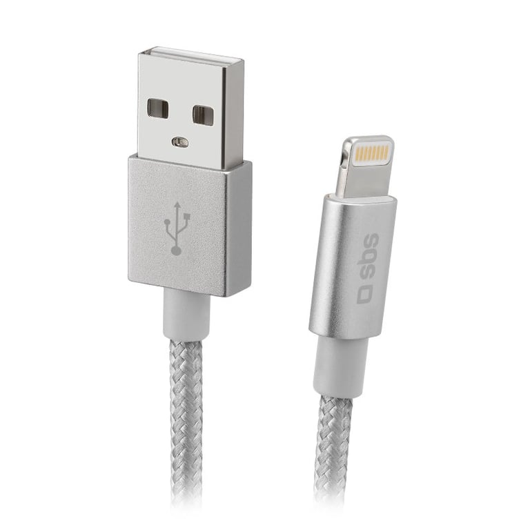 SBS TECABLEUSBIP589BS câble Lightning 1 m Argent - Neuf