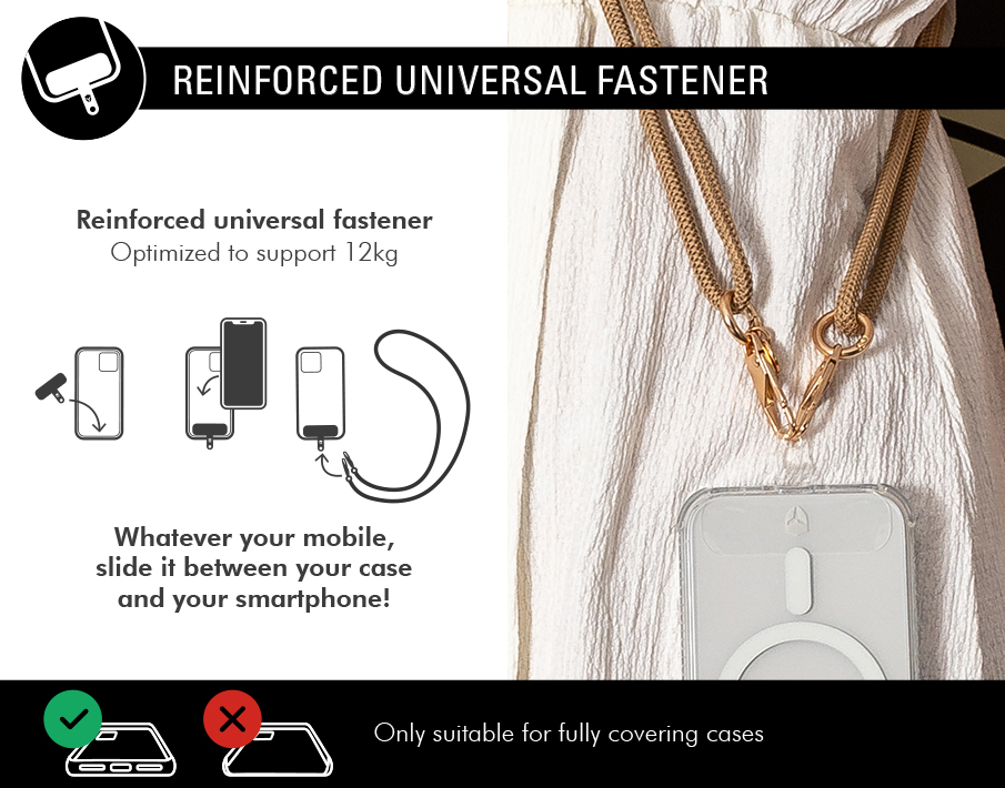 Bandoulière Universelle Amovible Longueur Ajustable avec Détail Gold Bigben - vue 10