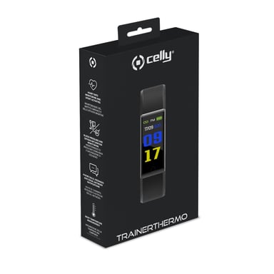 Celly TRAINERTHERMOBK smartwatche et montre de sport 2,44 cm (0.96'') LCD Numérique Noir