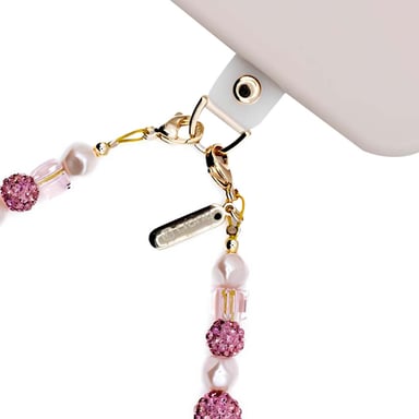 Cinturino per telefono con perle rosa e cristalli ultra eleganti