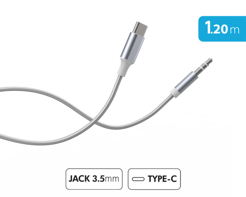 Cavo audio da USB-C a Jack 3,5 mm a trama di nylon rinforzata 1,2 m