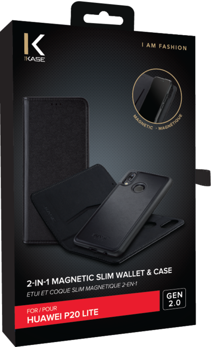 Étui et Coque slim magnétique 2-en-1 GEN 2.0 pour Huawei P20 Lite, Noir -  The Kase
