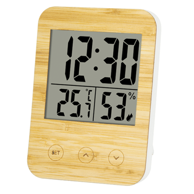 Reloj - Termómetro - Higrómetro digital Bambú