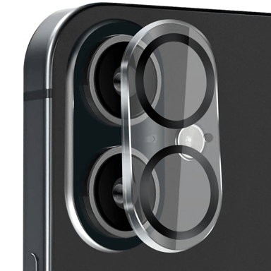 Crong Verre Trempé Caméra pour iPhone 16 / 16 Plus Lens Shield Ultra Résistant Noir transparent