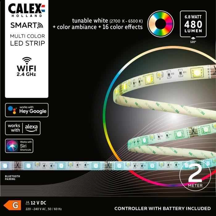 CALEX Smart LED Ruban 2M 480lm RGBCCT 2700 + Telecommande - vue 2