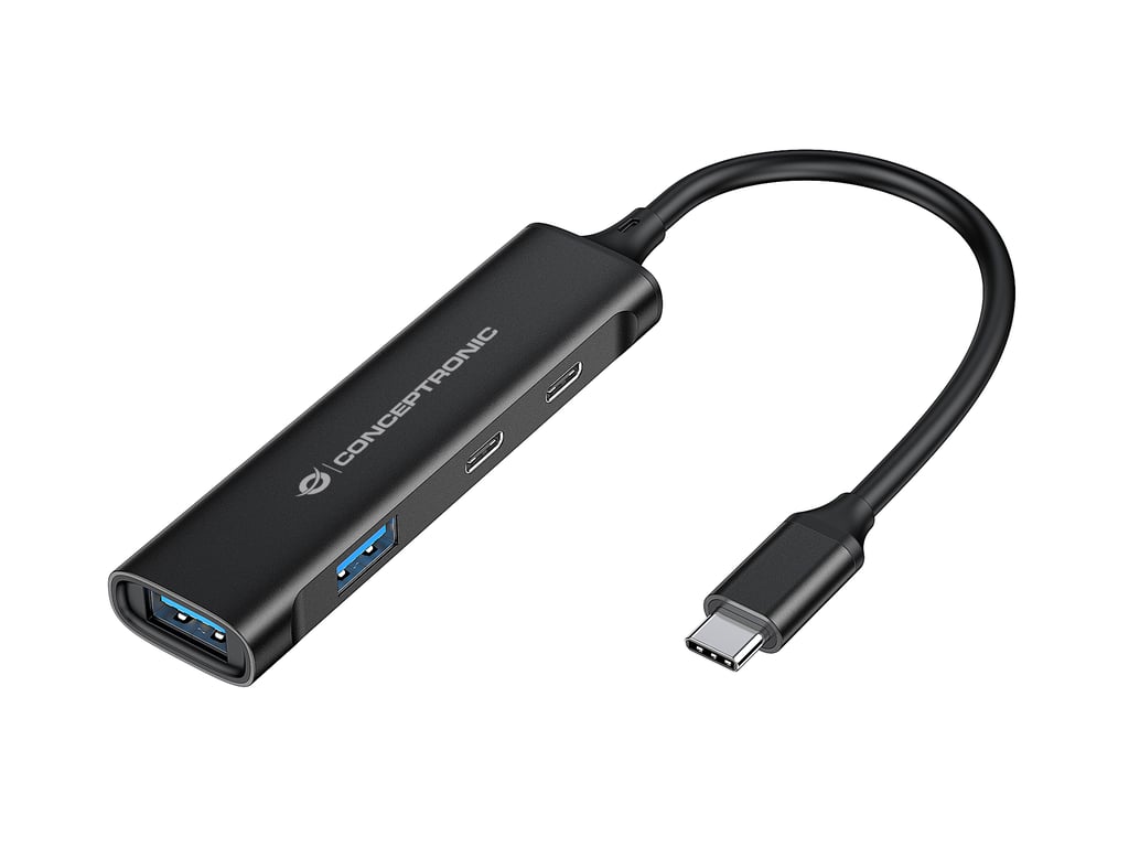Conceptronic HUBBIES12B hub & concentrateur USB 3.2 Gen 1 (3.1 Gen 1) Type-C 5000 Mbit/s Noir - Neuf