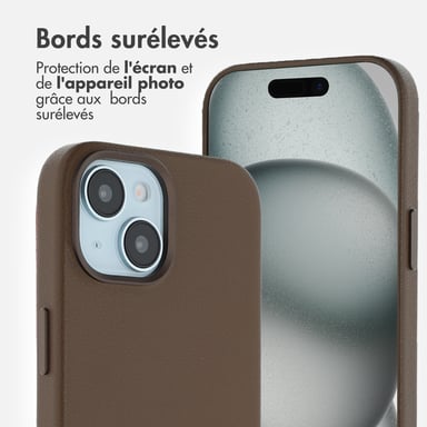 Accezz Coque arrière en cuir avec MagSafe pour Apple iPhone 15 - Marron café