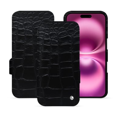 Housse cuir Apple iPhone 16 Plus -  - Noir - Cuir Abaca