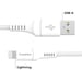 imoshion ?Câble Lightning vers USB - Non MFi - Textile tressé - 0,5 mètre - Blanc