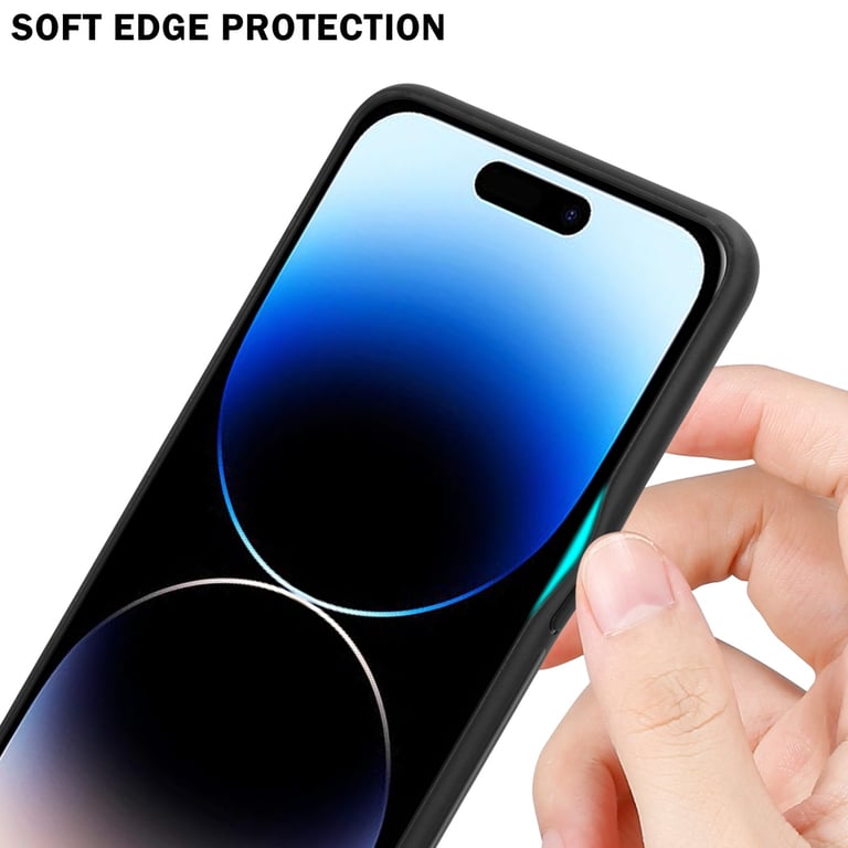 Coque pour Apple iPhone 14 PRO en BLEU - NOIR Housse de protection Étui bicolore en silicone TPU et dos en verre trempé