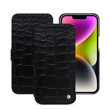 Housse cuir Apple iPhone 15 Plus - Rabat horizontal - Noir - Cuirs spéciaux