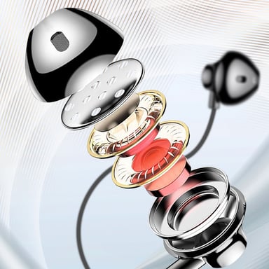 Écouteurs Nylon Tressé Intra-auriculaires Jack 3.5mm Kit mains libres Noir