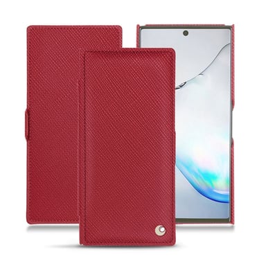 Housse cuir Samsung Galaxy Note10+ - Rabat horizontal - Rouge - Cuir saffiano