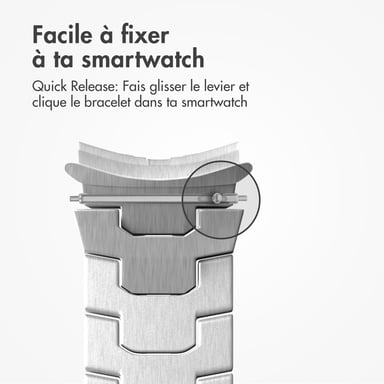 Accezz Bracelet Steel pour Samsung Galaxy Watch 4 / 5 / 6 / 7 / FE (20 mm) - Zilver & Zwart / Silver & Black